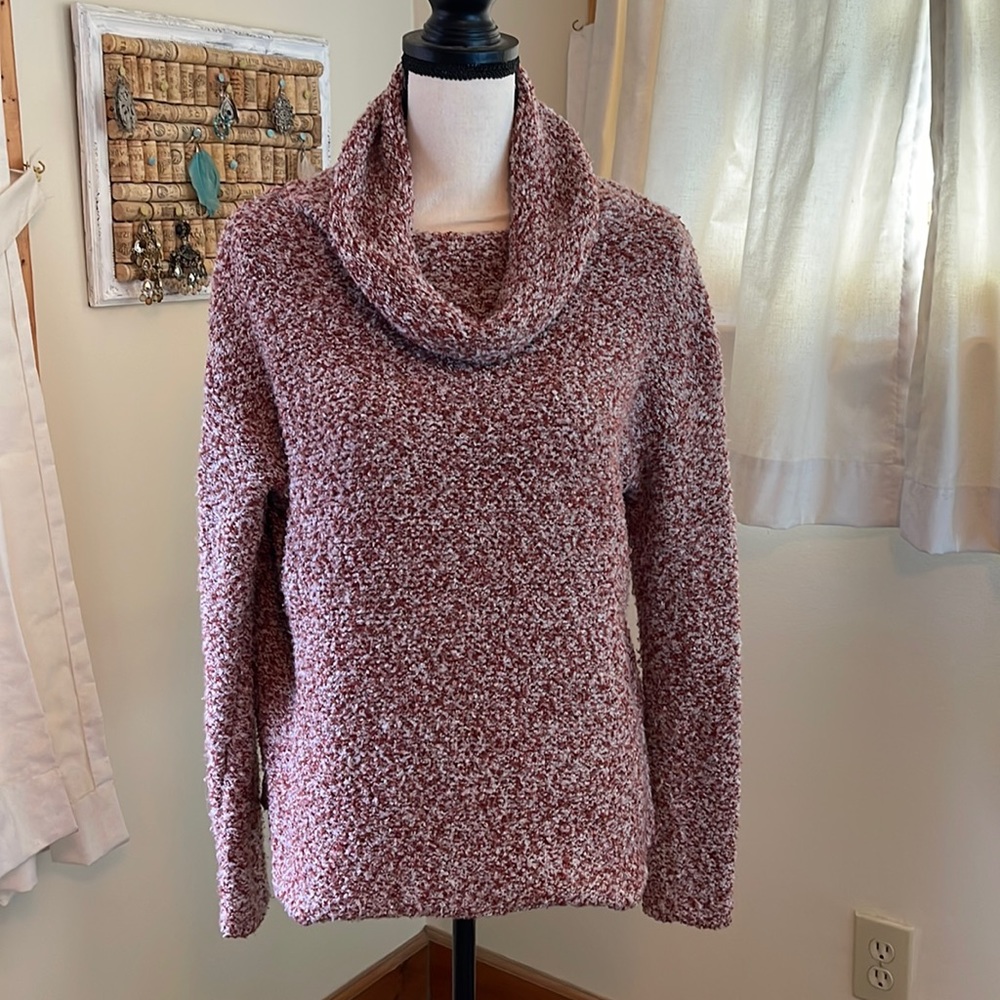 Staccato rust colored speckled cowl neck sweater. Size medium.
